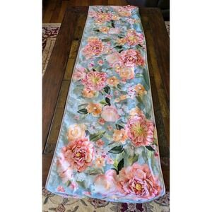 Nicole Miller Watercolor Embellished Roses Spring Florals 72" Table Runner